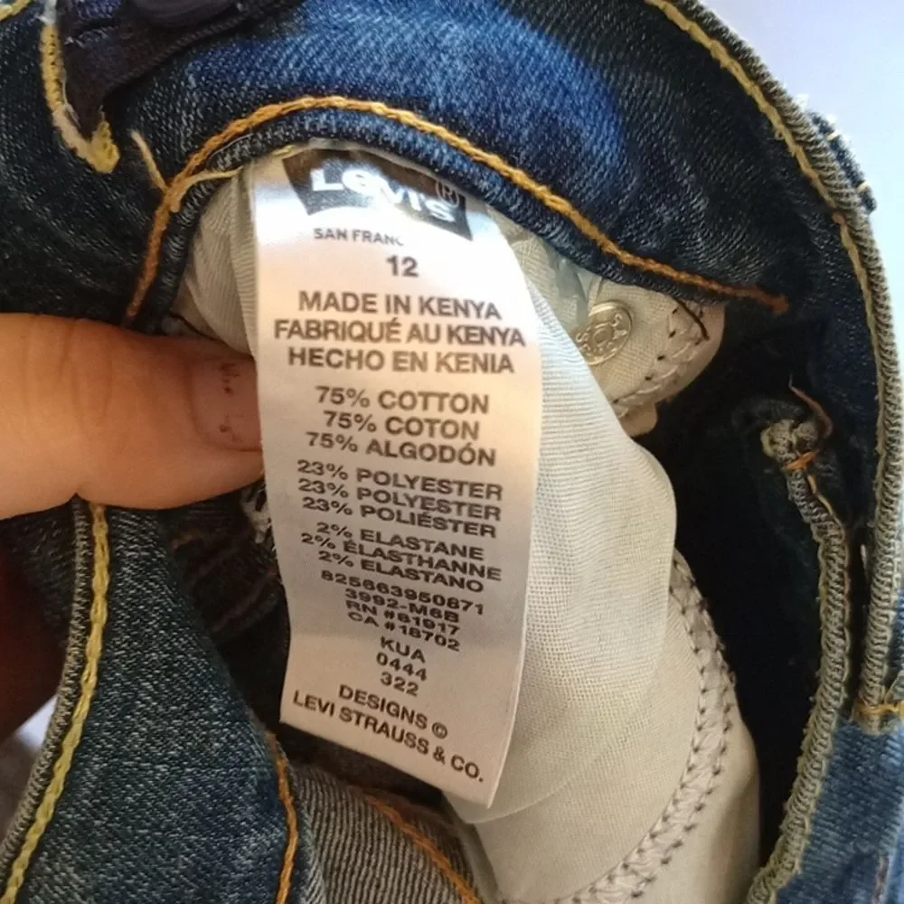 Kids Size 12 Levi's Classic 511 Slim Boys Straight Leg Blue Jeans Medium Wash